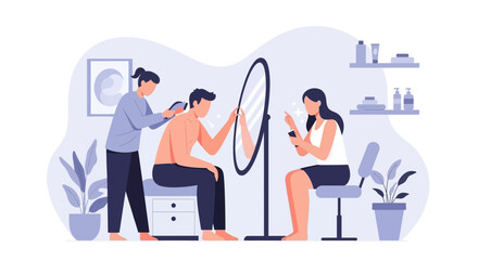 Fototapeta premium People grooming and personal care scene, self care routine, beauty, grooming, self-care