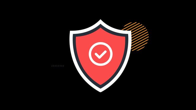 Shield with check list animation. Digital security, data protection, privacy safety. 4K cyber protection motion graphic with transparent background