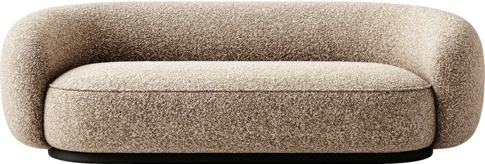 Fototapeta premium Beige, textured sofa with rounded back and a black base