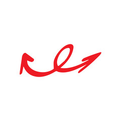 Obraz premium Red hand-drawn double arrow icon with loop