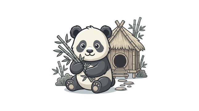 Cute black and white panda bear.
