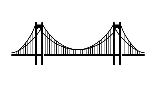 Illustration depicts a suspension bridge