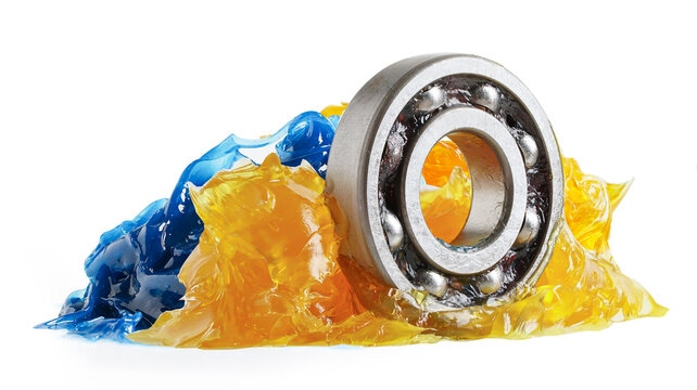 Grease and ball bearing, Blue premium quality synthetic lithium complex grease, high temperatures and machinery lubrication for automotive and industrial.