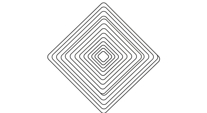 Abstract geometric pattern of concentric rounded squares or diamonds against a clean white background