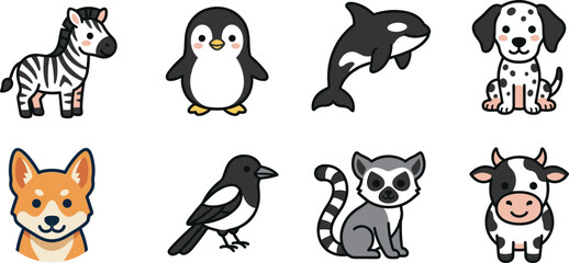 Set of cute hand drawn animal characters. © zoro0