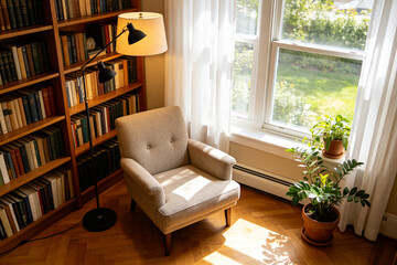 Obraz premium Window Reading Nook Home Scene