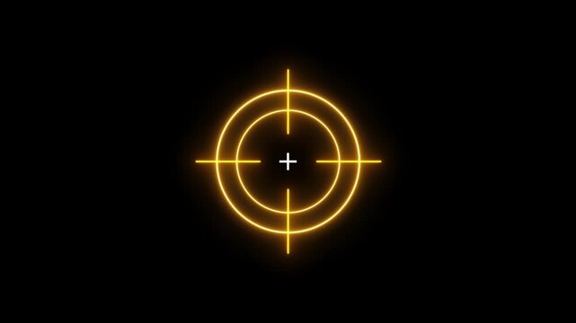 Glowing yellow digital target hud overlay for gaming and tactical interface crosshair scope