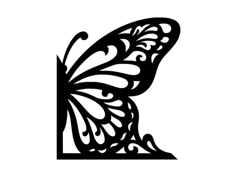 Decorative Butterfly Corner Laser Cut Template Vector Design
