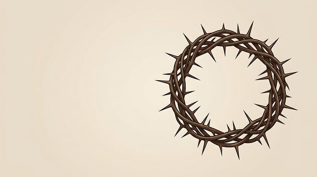 Circular crown of thorns isolated on a plain beige background