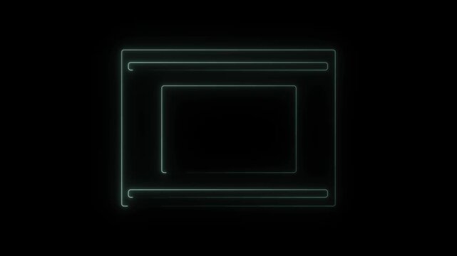 Minimalist glowing neon geometric square border animation on black background for text placeholder or overlay.