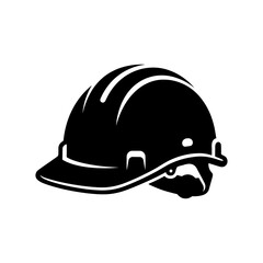 Fototapeta premium Industrial Black Hard Hat and Safety Helmet Glyph Icon Representing Construction Site Protection and Work Safety Gear