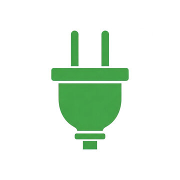 Green electric plug icon for sustainable energy power isolated on transparent background