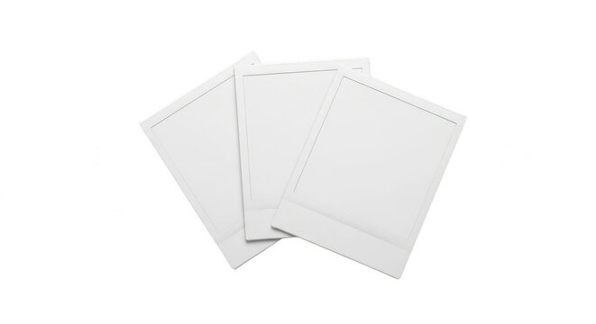 Three sheets of white computer printer paper with side holes isolated on transparent background