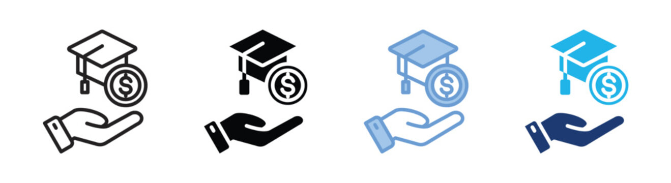 Scholarship icon set multiple style collection