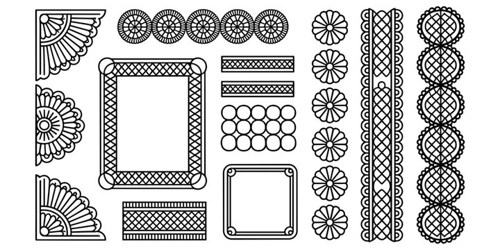 Black and white ornate border and frames in white background