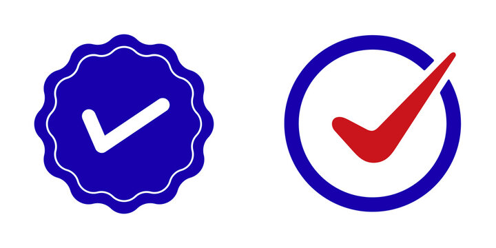 Checkmark icons in blue and red, isolated on transparent background
