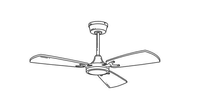 Modern ceiling fan with four metal blades.