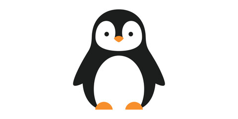 Obraz premium Cute cartoon penguin character vector illustration with wildlife character illustration isolated flightless friendly portrait creature educational