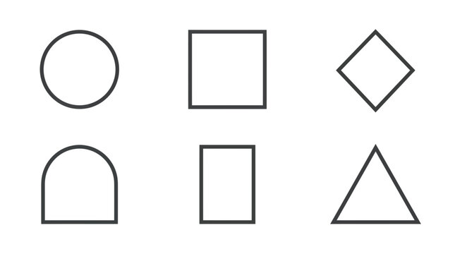 Basic linear geometric figures including circle square and triangle