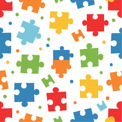Naklejka premium Colorful puzzle pieces seamless pattern