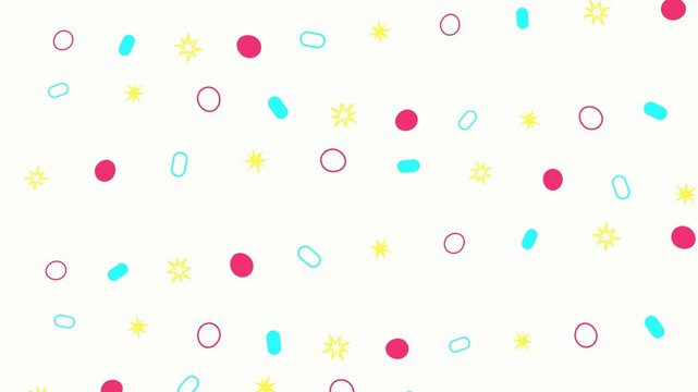 Vibrant Memphis Style Abstract Geometric Shape Animation Loop on White Background