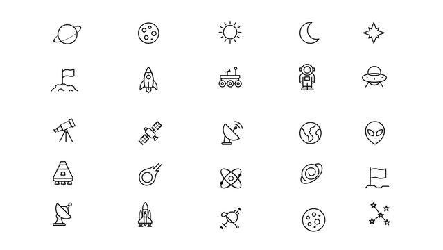 Space Exploration Icons set vector