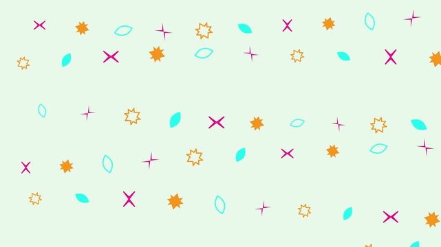 Animated Pastel Spring Pattern with Floating Geometric Shapes on White Background