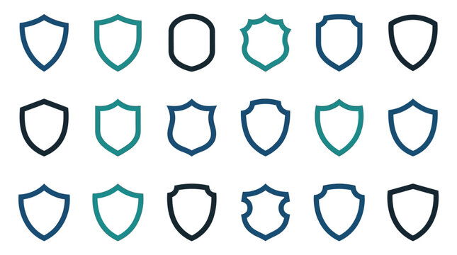 Collection of various shield icons.