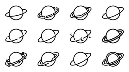 Planets and celestial bodies icons set. © pang