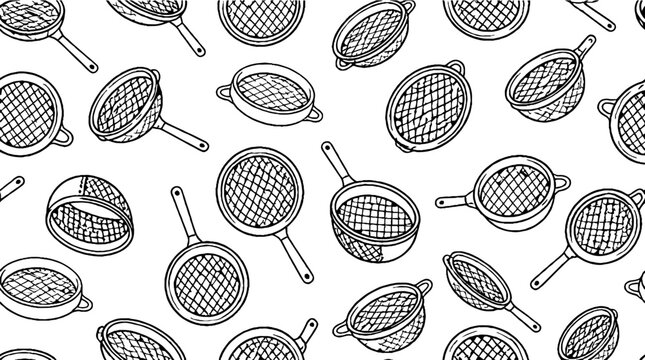 Repeating pattern of waffle makers with wooden handles.