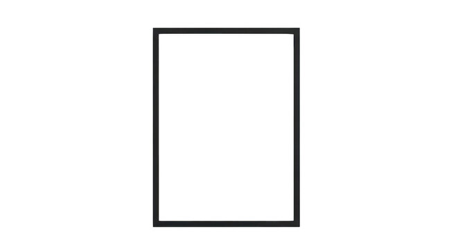 Simple black rectangular picture frame border isolated on transparent background