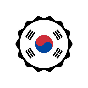 Circular South Korea flag badge. Bottle cap with South Korea flag pattern perfect for print apparel etc.