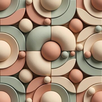 Seamless Abstract 3D Geometric Pattern in Matte Morandi Colors