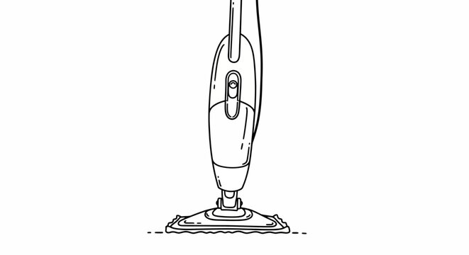 Modern upright vacuum cleaner isolated on white background.