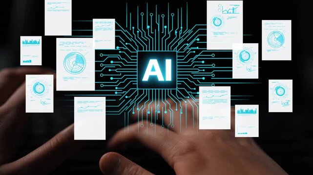 Futuristic Representation of Artificial Intelligence with Data Integration and Visualizations Surrounding a Central AI Symbol. Entropy.