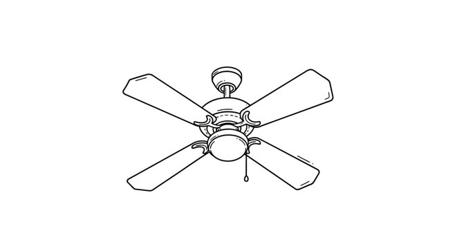 Classic ceiling fan with four wooden blades and central light fixture.