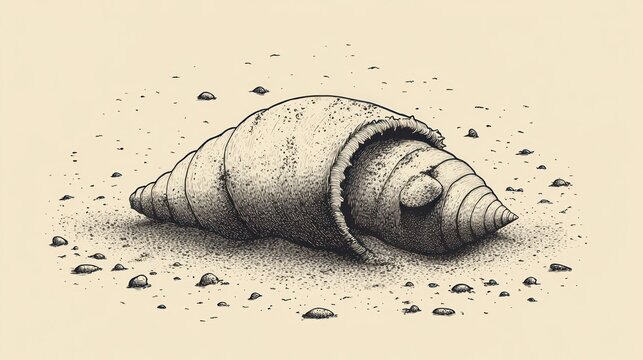 Detailed illustration of a seashell on sand