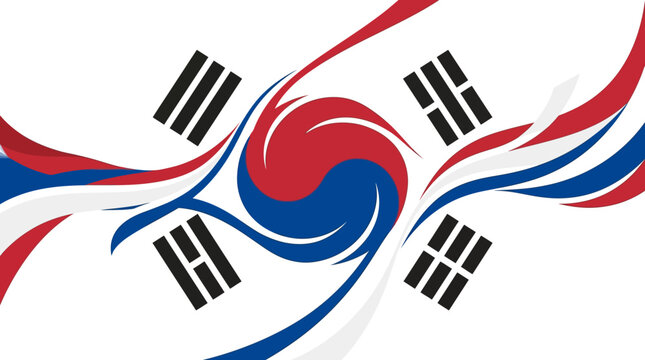 Abstract south korean flag with swirling blue and red taegeuk design