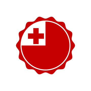 Circular Tonga flag badge. Bottle cap with Tonga flag pattern perfect for print apparel etc.