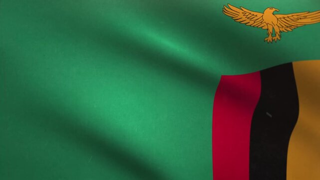 Zambia Flag Waving Seamless Loop