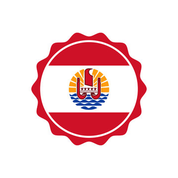 Circular French Polynesia flag badge. Bottle cap with French Polynesia flag pattern perfect for print apparel etc.