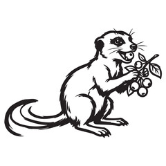 Naklejka premium Meerkat Silhouette Line Art Bold Outline Desert Animal Vector Illustration