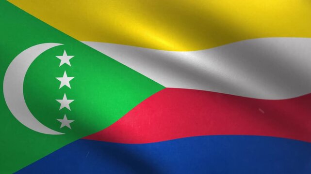 Comoros Flag Waving Seamless Loop