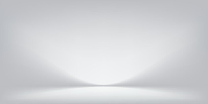 Grey and white studio space. Limbo light background. Abstract 3D gradient background for product presentation. Minimal wall scene spotlight. Showcase, promotional display.