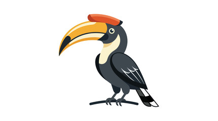 Great hornbill bird with a large yellow casque perched on a branch © Damung