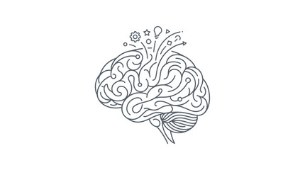 Human brain outline with icons representing creativity and ideas © Damung