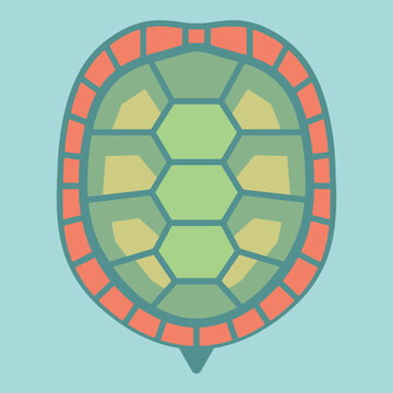 A colorful turtle shell illustration on a blue background