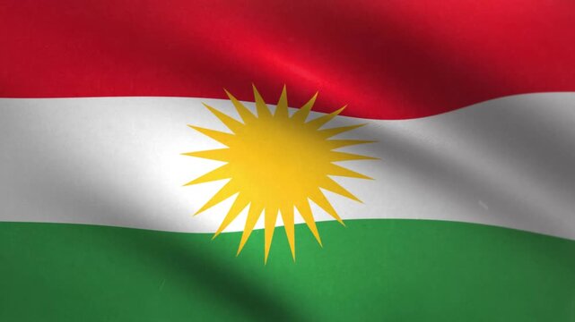 Kurdistan Flag Waving Seamless Loop