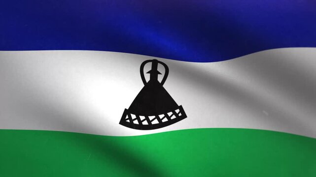 Lesotho Flag Waving Seamless Loop