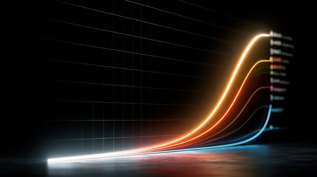 A detailed startup valuation chart illustrating exponential growth trends in funding rounds and market value over time, ideal for business and financial presentations.